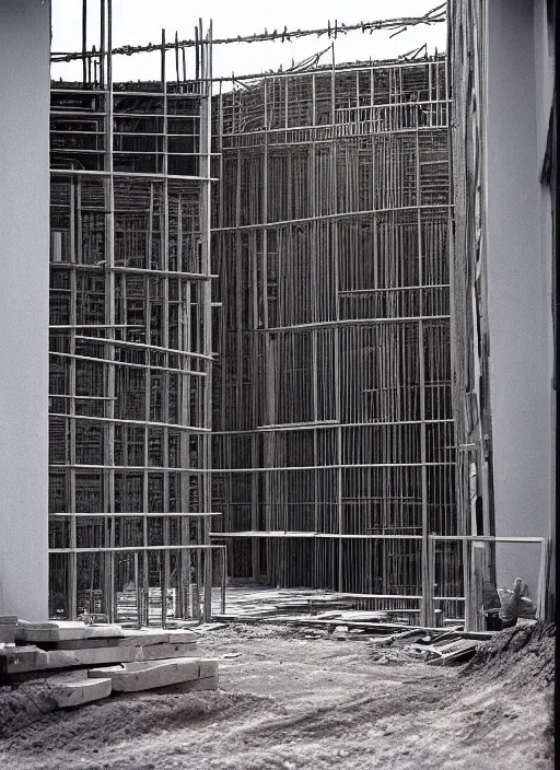 Image similar to a beautiful realistic photo of the construction site, storage outside, street 1 9 9 0, life magazine reportage photo