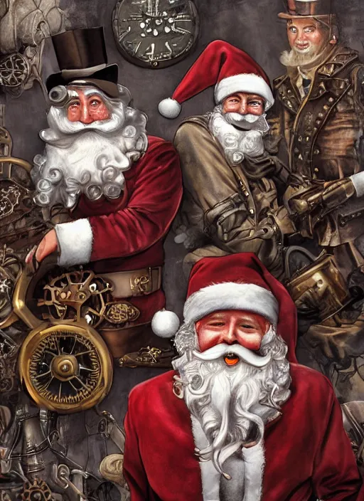 steampunk santa claus and his sleigh, in the styles of | Stable