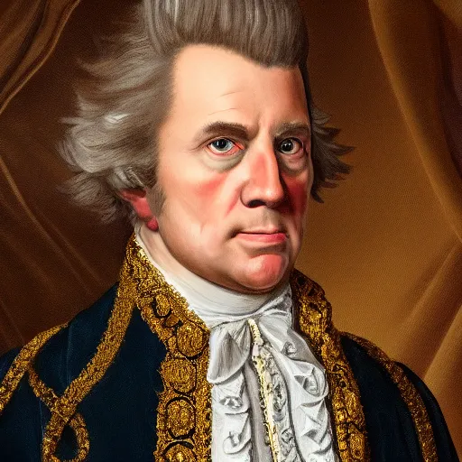 Prompt: photographed portrait of donald trump in baroque clothing, high detail, high definition, 8k