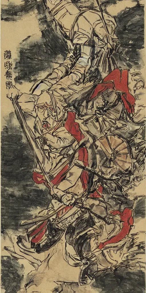 Image similar to man riding a chariot colored and drawn by Shuichi Shigeno