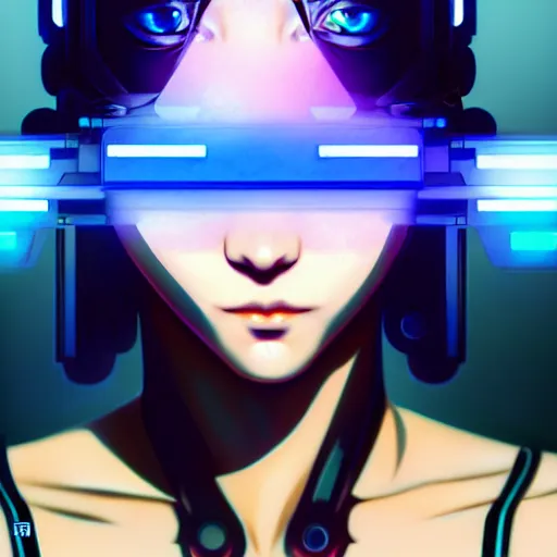 Prompt: cyberpunk anime art, refraction of beautiful cyborg girl in the style of arcane in a bath, full round face, biomechanical details, window reflections, wlop, ilya kuvshinov, artgerm, krenz cushart, greg rutkowski