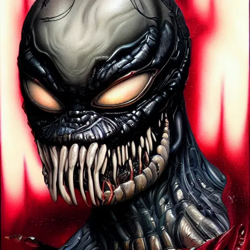 Image similar to Lofi Giger Scorn portrait of Venom Pixar style by Tristan Eaton Stanley Artgerm and Tom Bagshaw