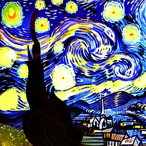 Image similar to van gogh ( happy ) ( painting starry night ) stop motion vinyl action figure, plastic, toy, butcher billy style