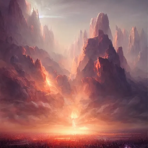 Image similar to cataclysmic war in heaven, by greg rutkowski, sung choi, photo realistic, 8 k, cinematic lighting, hd, atmospheric, hyperdetailed, trending on artstation, devainart, digital painting, glow effect