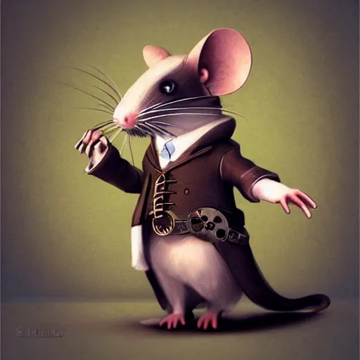 Image similar to a rat with steampunk googles, by CGSociety