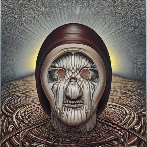 Image similar to monalisa by jacek yerka, alex gray, zdzisław beksiński, dariusz zawadzki, jeffrey smith and h.r. giger, oil on canvas, 8k highly professionally detailed, trending on artstation