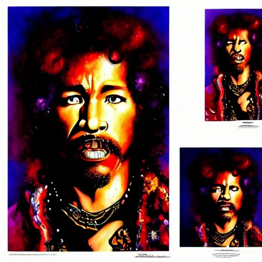 Prompt: uhd photorealistic portrait of ryan reynolds as jimi hendrix, by amano, ayami kojima, greg rutkowski, lisa frank, mark brooks, and karol bak, masterpiece, cinematic composition, dramatic pose, studio lighting, correct face, hyperdetailed, intricate details