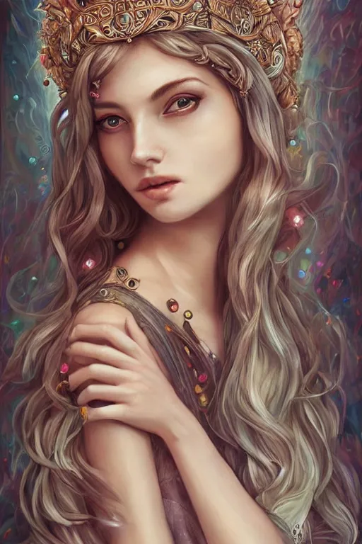 Prompt: portrait of beautiful goddess , 8k, highly detailed, sharp, realistic, in style of Anna Dittmann