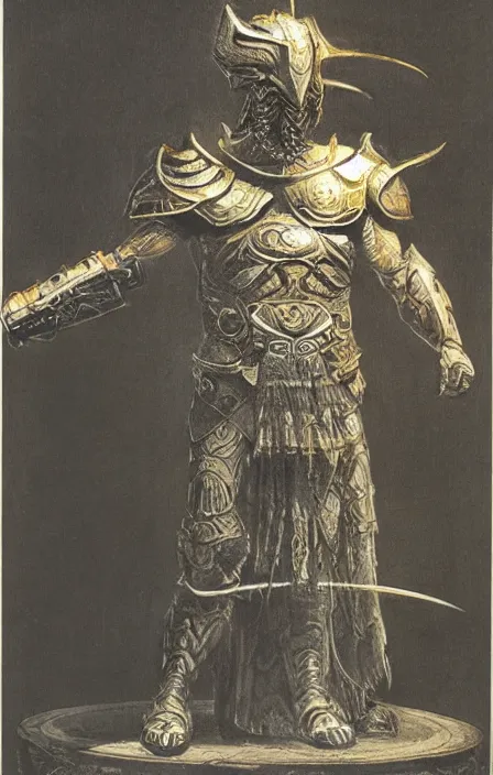 Prompt: thunder god oncept, wearing thunder armor, ancient greek ornamented armor, beksinski, weta workshop concept art