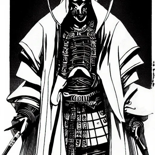 Image similar to mephisto ( 1 8 9 5 ) in cyberpunk samurai style