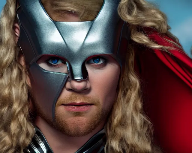 Image similar to thor as a drag queen, cinematic shot, 8k resolution, hyper detailed