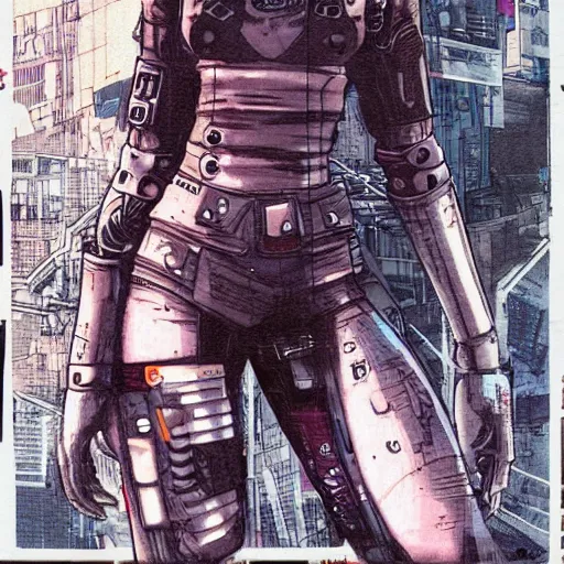 Image similar to android, killer - girl, full body, close - up, 1 / 6 katsuya terada, style of cyberpunk, night, city,