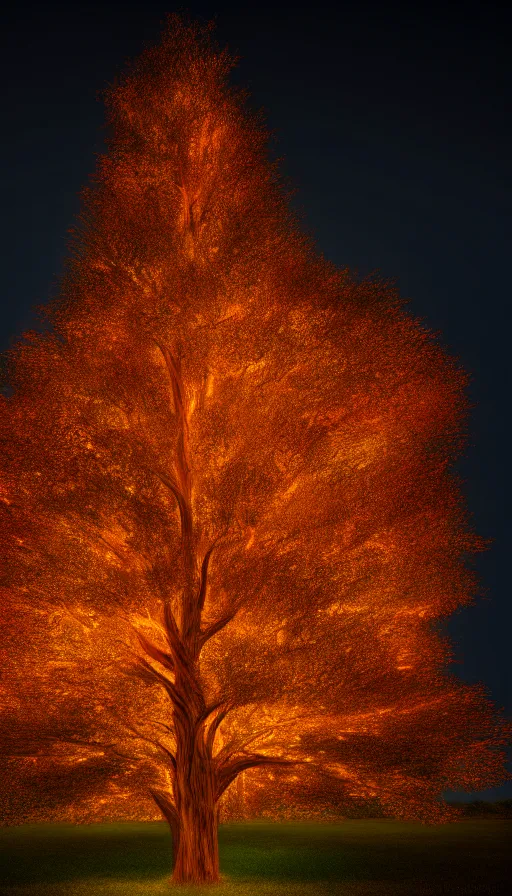 Prompt: highly detailed realistic photo of glowing big tree without leaves in dark background, vibrant colors, award winning masterpiece photography, hyper realistic, concept art, 8 k detail post - processing