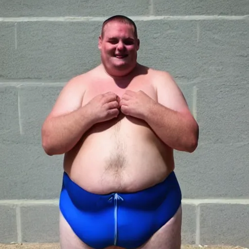 Image similar to photo of a fat english teacher in a speedo