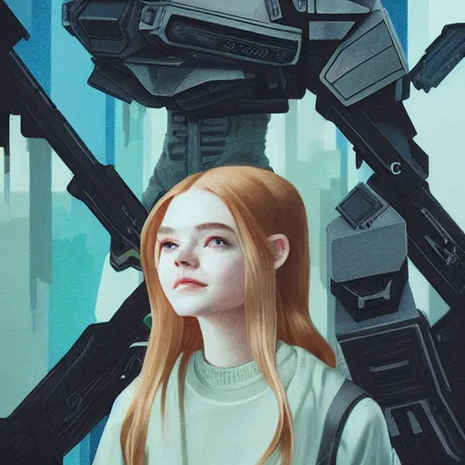 Prompt: Elle Fanning in Halo 2 and ODST picture by Sachin Teng, asymmetrical, dark vibes, Realistic Painting , Organic painting, Matte Painting, geometric shapes, hard edges, graffiti, street art:2 by Sachin Teng:4