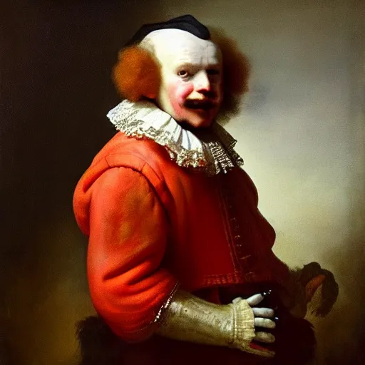 Prompt: ronald mcdonald painted by rembrandt
