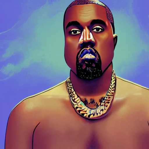 Prompt: Kanye West as a mermaid, looking in awe at delicious fish sticks, dynamic lighting, concept art, beautiful 4k