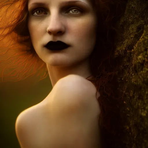 Image similar to photographic portrait of a stunningly beautiful gothic art nouveau secessionist movement female in soft dreamy light at sunset, contemporary fashion shoot, by edward robert hughes, annie leibovitz and steve mccurry, david lazar, jimmy nelsson, breathtaking, 8 k resolution, extremely detailed, beautiful, establishing shot, artistic, hyperrealistic, beautiful face, octane render