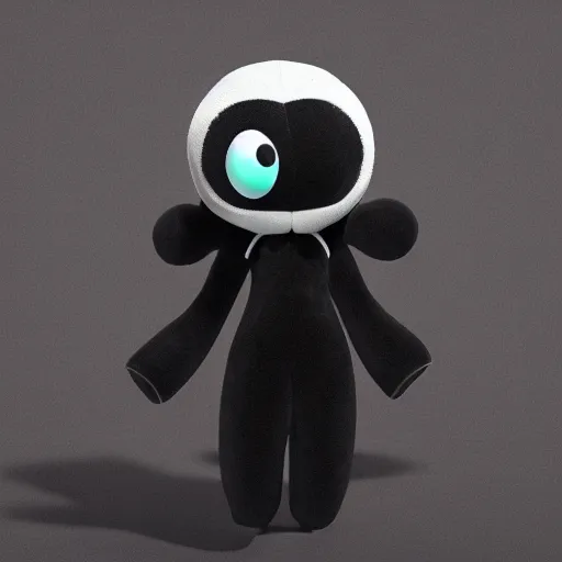 Image similar to cute fumo plush of a vantablack jellyfish girl with hundreds of tendrils, vray, black and white