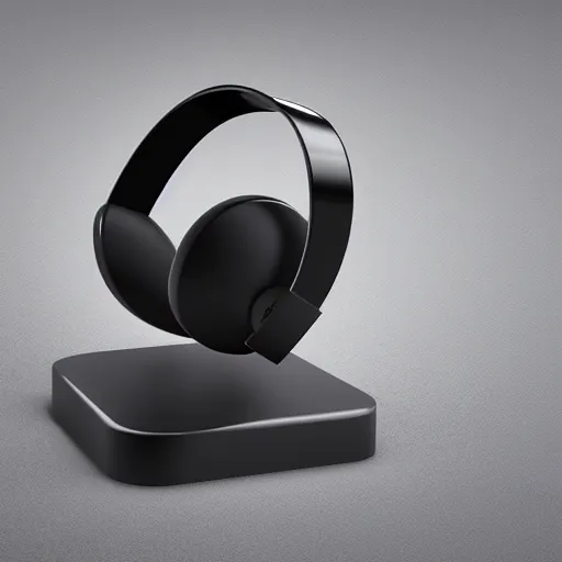 Image similar to wireless headphone stand, futuristic, techno, cyberpunk, product design, render, concept