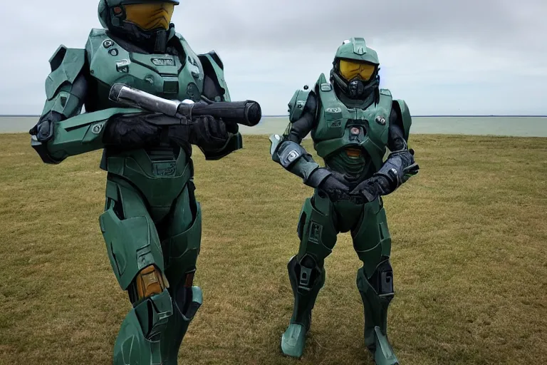 Prompt: master chief in normandy