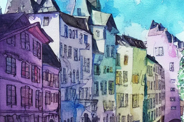 Prompt: !! watercolor!! luxemburg in a sunny day, artwork by tooth wu, colorful contrast,!!!! very coherent!!!!, dark shadow, thick lineart