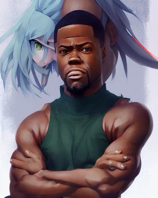 Prompt: anime portrait of Kevin Hart as an anime man by Stanley Artgerm Lau, WLOP, Rossdraws, James Jean, Andrei Riabovitchev, Marc Simonetti, and Sakimichan, trending on artstation