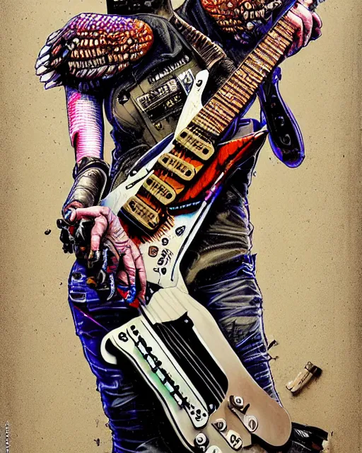 Prompt: a portrait of an anthropomorphic cyberpunk barn owl shredding an electric guitar by sandra chevrier, by jon foster, detailed render, tape deck, epic composition, cybernetics, 4 k realistic, cryengine, realistic shaded lighting, sharp focus, masterpiece, by enki bilal