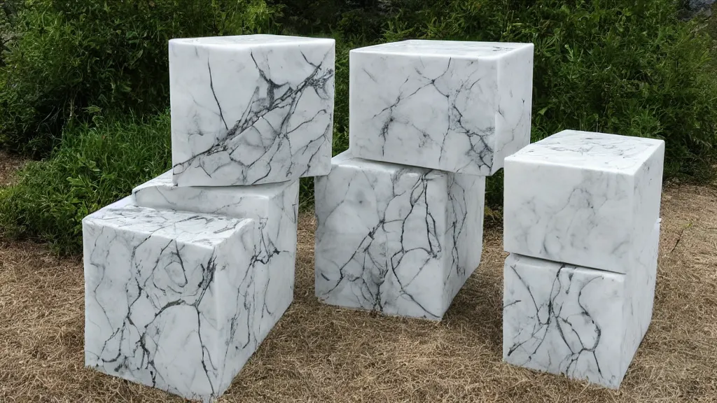 Image similar to marble sculpture cubical pinafore cube ( s ) in nature with roots grabbing it