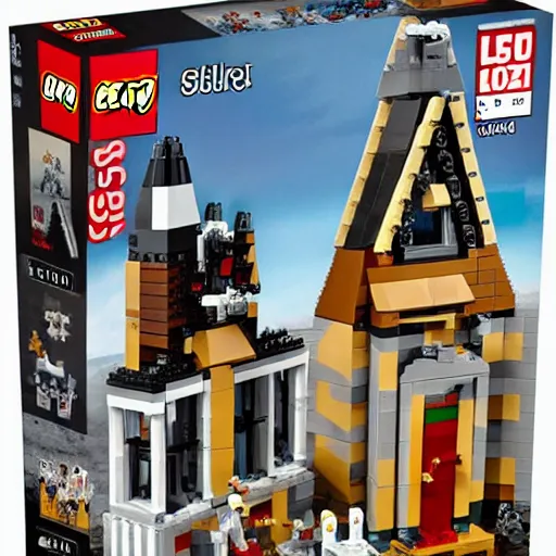 Image similar to Salem witch trial Lego set, burn the witch, witch burning, large Lego set box