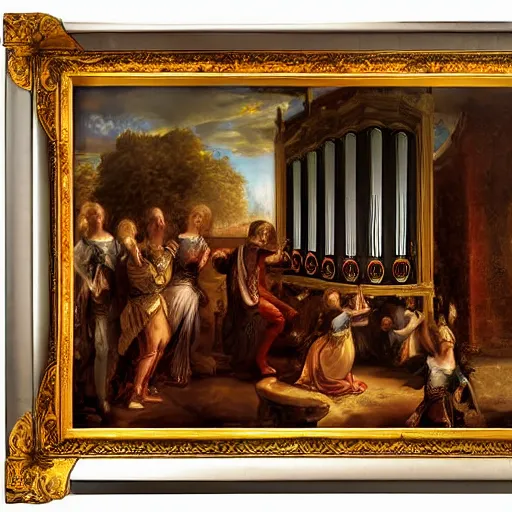 Image similar to tocatta for valheim pipe organ, detailed baroque oil painting