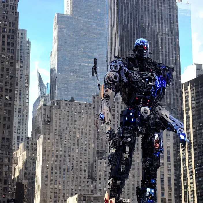 Image similar to Giant Joe Biden Cyborg, Attacking NYC