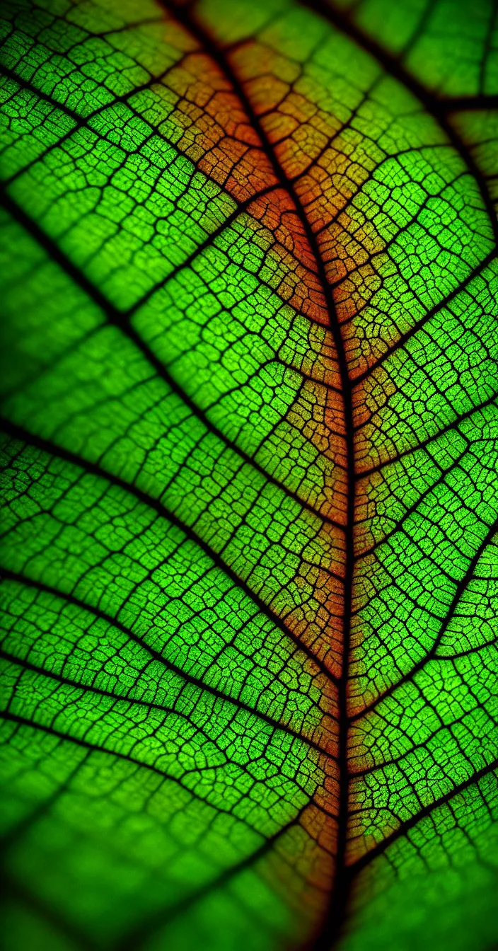 Prompt: realistic photo of a one big multi colored glowing leaf in dark textured background, full leaf is visible, very sharp focus, in the style of greg rutswoski, very hyper realistic, highly detailed, fantasy art station