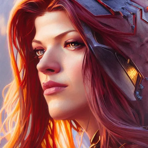 Image similar to beautiful Katheryn Winnick as Spider-Woman, western, closeup, D&D, fantasy, intricate, elegant, highly detailed, digital painting, artstation, concept art, matte, sharp focus, illustration, art by Artgerm and Greg Rutkowski and Alphonse Mucha