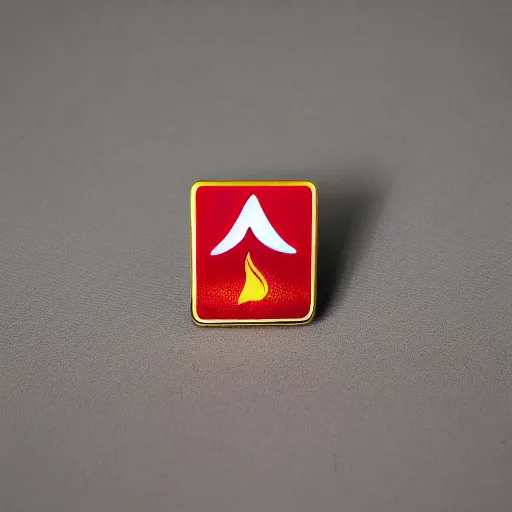 Image similar to an award - winning photo of a retro minimalistic clean fire warning enamel pin, behance