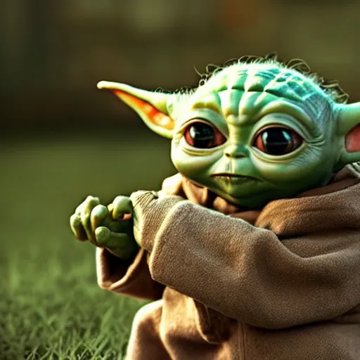 Prompt: real vintage photo, baby yoda eating broccoli, detailed, hyper realistic, 4 k octan render, unreal 5