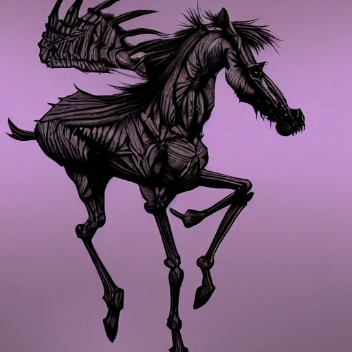 Image similar to a ghost skeleton horse by Larry Elmore, digital art, trending on ArtStation