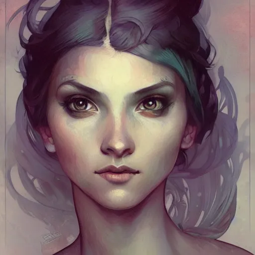 Prompt: a portrait in the style of anna dittmann and greg rutkowski and alphonse mucha.