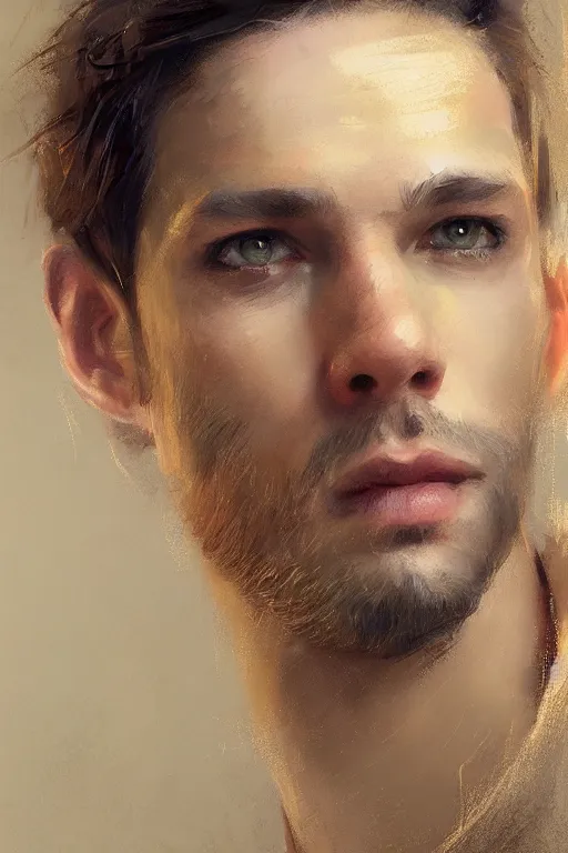 Image similar to portrait of a handsome man with light brown hair with sparkling hazel eyes, art by Jeremy Mann, stylized, detailed, pastel colors, warm tones, Trending on artstation, artstationHD, artstationHQ, 4k, 8k