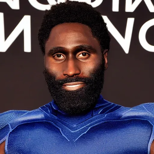 Prompt: john david washington dressed as reed richards from fantastic four movie, his arms and stretched out like like stretch armstrong, hyperreal - h 6 4 0