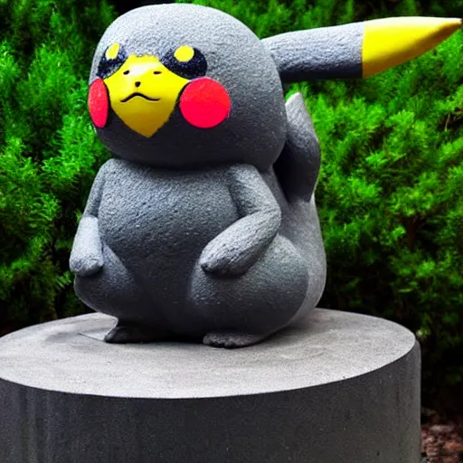 Image similar to Pikachu Sculpture made out of asphalt