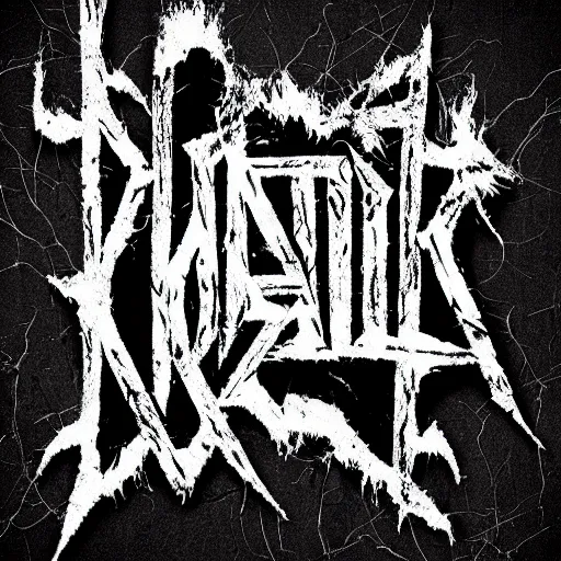 Prompt: black metal band font, unreadable, looks like varicose veins
