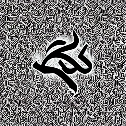 Image similar to arabic calligraphy of hearing loop logo, black on white background