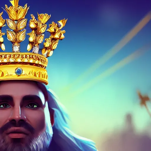 Prompt: Grogu with a diamond jeweled crown with a golden crown, photo-realistic, highly detailed, 8k, in the art style of Filip Hodas, 8k