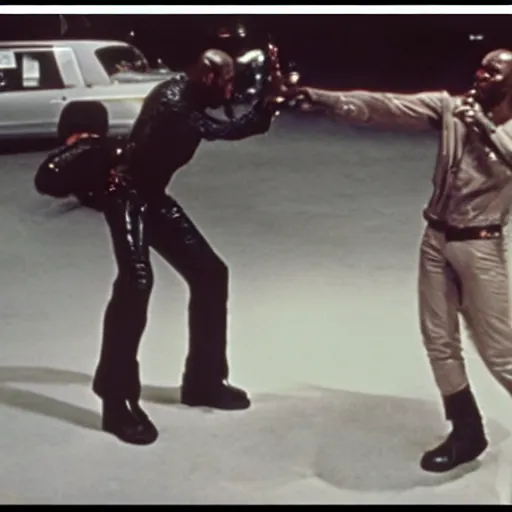 Prompt: John Shaft in hand-to-hand combat with a xenomorph