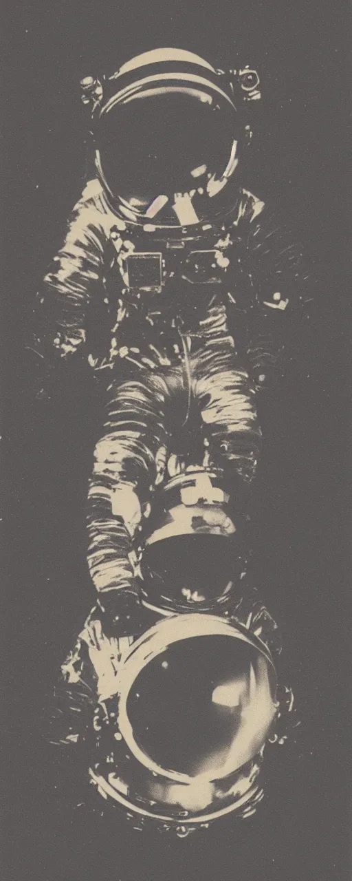 Image similar to polaroid of a dream astronaut double exposure sea high contrast