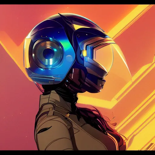 Image similar to a portrait of a stunning beautiful elite jessica jones gundam pilot, with an intricate, detailed, urban inspired hiphop afro futuristic helmet, vector behance hd jesper ejsing, rhads, makoto shinkai, lois van baarle, ilya kuvshinov, rossdraws, hd, 3 2 k, ilya kuvshinov, gustav klimt