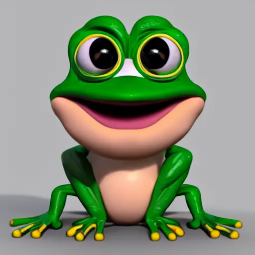 Image similar to a sadge - sad - pepe - the - frog, looking more depressed than usual, quivering lips, fists in the air, sweat flying, cgi render, zbrush, octane, keyshot render