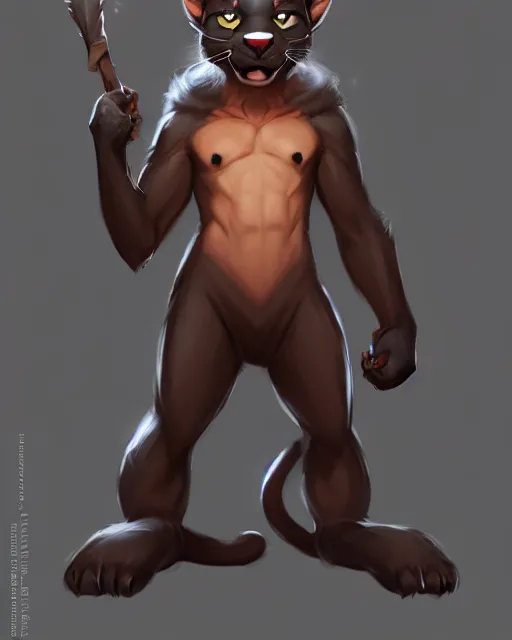 Image similar to character concept art of a cute young male anthropomorphic furry panther | | cute - fine - face, pretty face, key visual, realistic shaded perfect face, fine details by stanley artgerm lau, wlop, rossdraws, james jean, andrei riabovitchev, marc simonetti, and sakimichan, trending on artstation