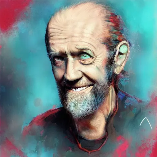 Image similar to Anna Dittmann painting of George Carlin, trending on art station